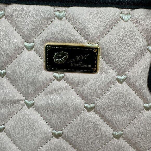 Betsey Johnson Pink and Cream Quilted Tote - Picture 3 of 8